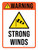 Warning: Strong Winds with Hazard Icon Portrait - Wall Sign