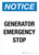 Notice: Generator Emergency Stop Portrait - Wall Sign
