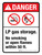 Danger: LP Gas Storage No Smoking Or Open Flames Within 50 ft ANSI Portrait - Wall Sign