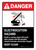 Danger: Electrocution Hazard Death Or Serious Injury Will Result From Contact With This Machine ANSI Portrait - Wall Sign