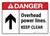 Danger: Overhead Power Lines - Keep Clear ANSI Landscape - Wall Sign