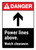 Danger: Power Lines Above - Watch Clearance ANSI Portrait - Wall Sign
