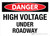Danger: High Voltage Under Roadway Landscape - Wall Sign