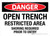 Danger: Open Trench Restricted Area Shoring Required Prior To Entry Landscape - Wall Sign
