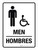 Men (with Wheelchair Icon) Bilingual Spanish Portrait - Wall Sign