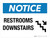 Notice: Restrooms Downstairs with Icon Landscape - Wall Sign