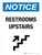 Notice: Restrooms Upstairs with Icon Portrait - Wall Sign