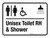 Unisex Toilet RH & Shower Landscape - Wall Sign