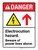 Danger: Electrocution Hazard Beware Of Power Lines Above ANSI Portrait - Wall Sign