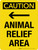 Caution: Animal Relief Area (with Left Arrow) Portrait - Wall Sign