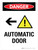 Danger: Automatic Door (with Left Arrow) Portrait - Wall Sign