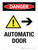 Danger: Automatic Door (with Right Arrow) Portrait - Wall Sign