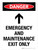 Danger: Emergency And Maintenance Exit Only (with Up Arrow) Portrait - Wall Sign
