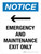 Notice: Emergency And Maintenance Exit Only (with Right Arrow) Portrait - Wall Sign