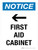 Notice: First Aid Cabinet with Right Arrow Portrait - Wall Sign