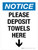 Notice: Please Deposit Towels Here (with Left Arrow) Portrait - Wall Sign