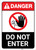 Danger: Do Not Enter Portrait with Icon ANSI - Wall Sign