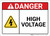 Danger: High Voltage With Yellow Icon ANSI - Wall Sign