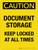 Caution: Document Storage Keep Locked At All Times Portrait - Wall Sign