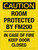 Caution: Room Protected By FM200 In Case Of Fire Keep Door Closed Portrait - Wall Sign