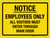 Employees Only All Visitors Must Enter Through Main Door Yellow Landscape - Wall Sign