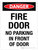 Danger: Fire Door No Parking In Front Of Door Portrait - Wall Sign
