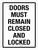 Doors Must Remain Closed And Locked Portrait - Wall Sign