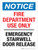 Notice: Fire Department Use Only Emergency Stairwell Door Release Portrait - Wall Sign