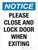 Notice: Please Close And Lock Door When Exiting Portrait - Wall Sign