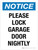 Notice: Please Lock Garage Door Nightly Portrait - Wall Sign
