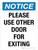 Notice: Please Use Other Door For Exiting Portrait - Wall Sign