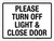 Please Turn Off Light & Close Door Landscape - Wall Sign