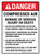 Danger: Compressed Air Beware Of Serious Injury Or Death ANSI Portrait - Wall Sign