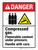 Danger: Compressed Gas Flammable Content Under Pressure Handle With Care ANSI Portrait - Wall Sign