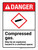 Danger: Compressed Gas May Be An Explosion Hazard In A Confined Space ANSI Portrait - Wall Sign