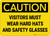 Caution: Visitors Must Wear Hard Hats Glasses - Wall Sign