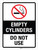 Empty Cylinders Do Not Use with No Smoking Icon Portrait - Wall Sign