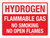 Hydrogen Flammable Gas No Smoking No Open Flames Landscape - Wall Sign