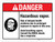 Danger: Hazardous Vapor - Consult MSDS Sheets ANSI Landscape - Wall Sign
