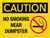 Caution: No Smoking Near Dumpster Landscape - Wall Sign