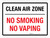 Clean Air Zone No Smoking No Vaping Landscape - Wall Sign