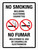 No Smoking Including Electronic Cigarettes Bilingual Portrait - Wall Sign