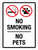 No Smoking No Pets Portrait - Wall Sign