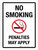 No Smoking Penalties May Apply Portrait - Wall Sign