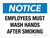Notice: Employees Must Wash Hands After Smoking Landscape - Wall Sign
