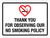 Thank You For Observing Our No Smoking Policy Landscape - Wall Sign