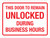 This Door To Remain Unlocked During Business Hours Red Landscape - Wall Sign