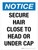 Notice: Secure Hair Close To Head Or Under Cap Portrait - Wall Sign