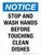 Notice: Stop And Wash Hands Before Touching Clean Dishes Portrait - Wall Sign