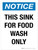 Notice: This Sink For Food Wash Only Portrait - Wall Sign